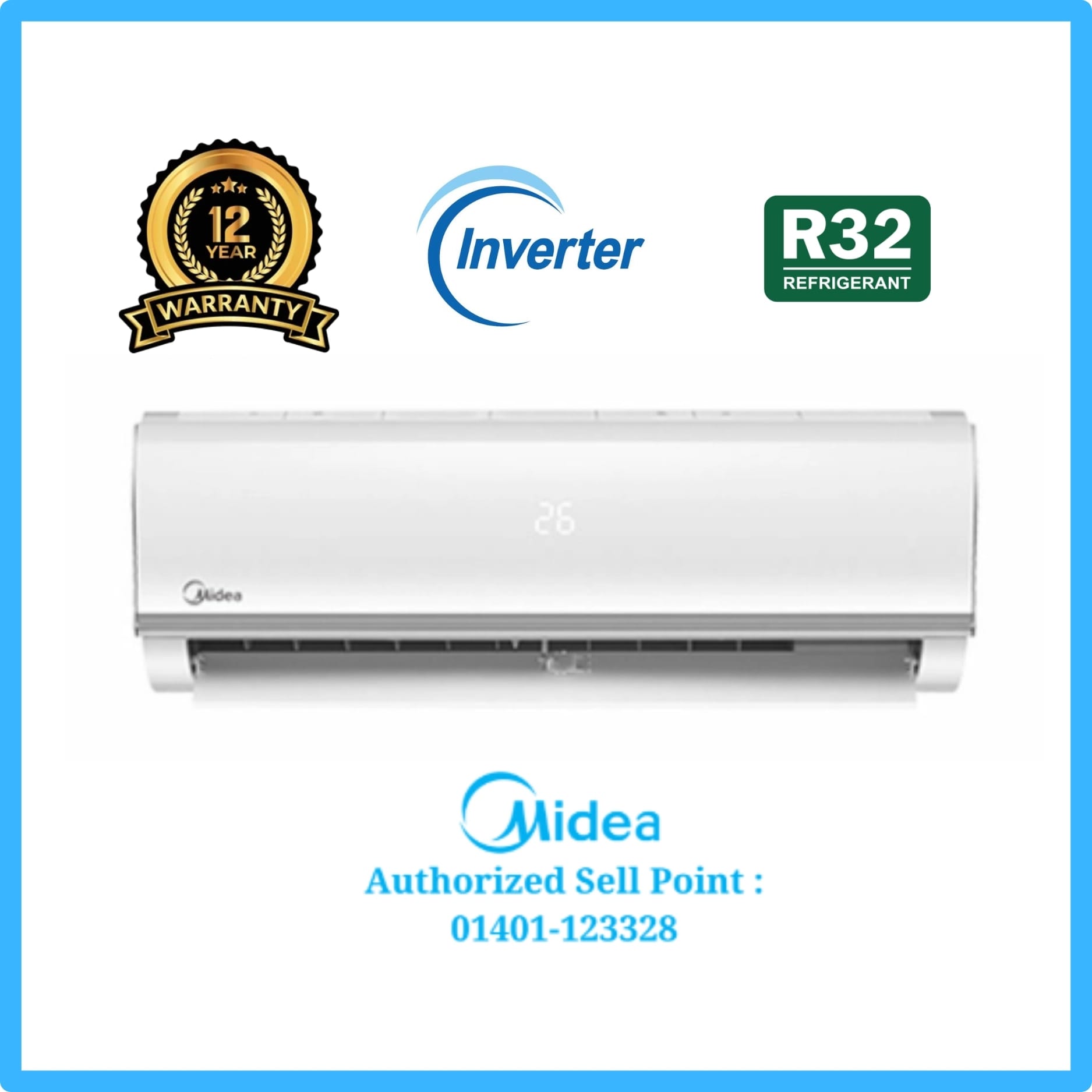 Midea 1.5 Ton cooling only inverter wall type ac 